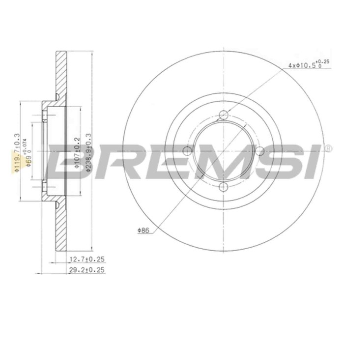 CD6115S.JPG Disco Freno Anteriore 92031000 Volvo 340-360 340-360 Tre Volumi P 2200 Station Wagon Pieno