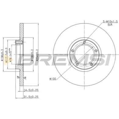 CD6138S.JPG Disco Freno Anteriore 92037900 Ford Transit Autobus Transit Furgonato Transit Pianale Piatto/telaio Pieno