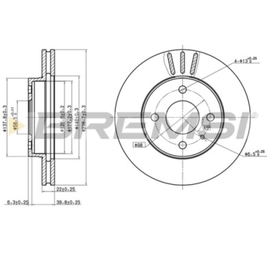 CD6157V.JPG Disco Freno Anteriore 92044100 Alfa Romeo 33 33 Sportwagon Alfasud Sprint Ventilato