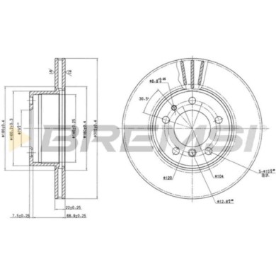 CD6211V.JPG Disco Freno Anteriore 92042200 Bmw 5 5 Touring 7 Rover 800 2 Volumi/coda Spiovente Ventilato