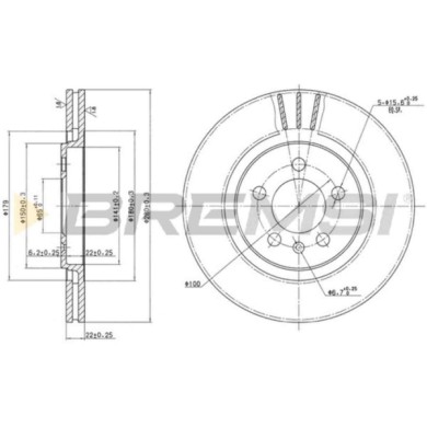 CD6332V.JPG Disco Freno Anteriore 92057100 Seat Toledo I Volkswagen Corrado Golf Iii Golf Iii Variant Passat Passat Variant Vent