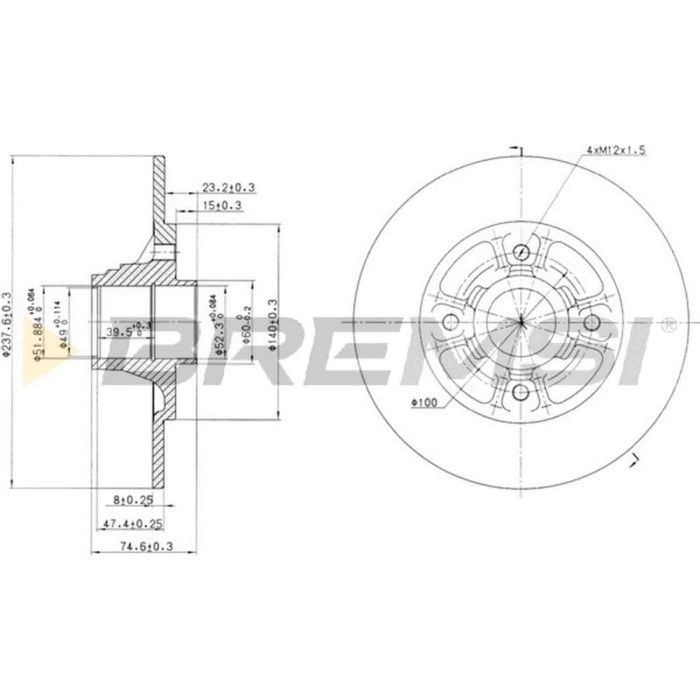 CD6333S.JPG Disco Freno Posteriore 92070400 Renault 19 I (b/c53) Pieno