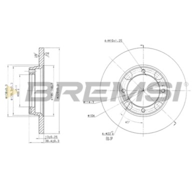 CD6358S.JPG Disco Freno Anteriore 92062500 Mitsubishi Colt I Lancer F Galloper Hyundai Pony Pony Tre Volumi S Coupé Pieno