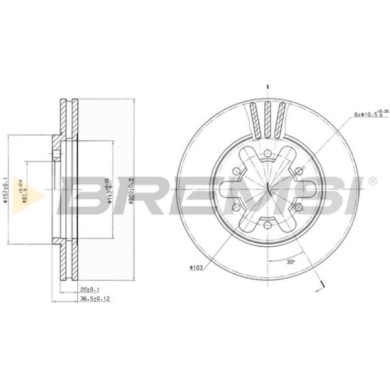 CD6443V.JPG Disco Freno Anteriore 92074700 Nissan Urvan Autobus Pick-up Urvan Furgonato Nero