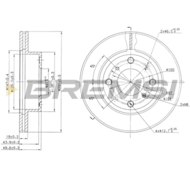 CD6451V.JPG Disco Freno Anteriore 92046700 Honda Prelude Ii Prelude Iii Ventilato