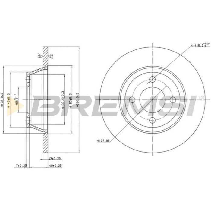 CD6518S.JPG Disco Freno Anteriore 92060400 Audi 80 80 Avant Pieno
