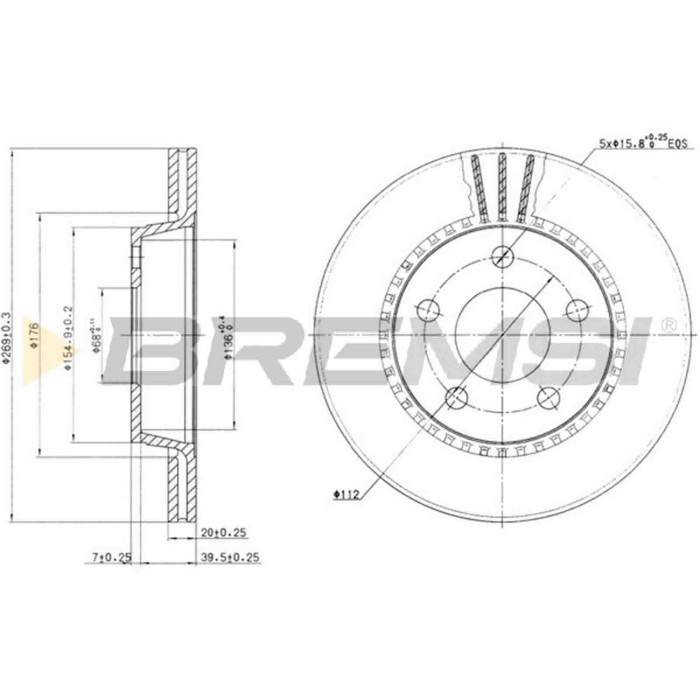 CD6519V.JPG Disco Freno Posteriore 92037100 Audi 200 100 Avant A8 200 Avant Ventilato