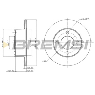 CD6625S.JPG Disco Freno Posteriore 92054300 Audi 100 100 Avant Pieno