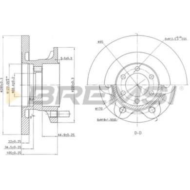 CD6852S.JPG Disco Freno Anteriore 93095100 Iveco Daily I Furgonato Pieno S.f. Brembo