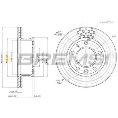 CD7013V.JPG Disco Freno Anteriore 92105400 Mercedes-benz Pullmann (w100) S.f. Ate / Perrot