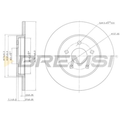 CD7126S.JPG Disco Freno Posteriore 92109700 Ford Mondeo Iii Turnier (bwy) Pieno