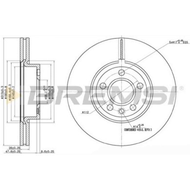 CD7160V.JPG Disco Freno Anteriore 92109900 Volkswagen Sharan (7m8 7m9 7m6) Ventilato