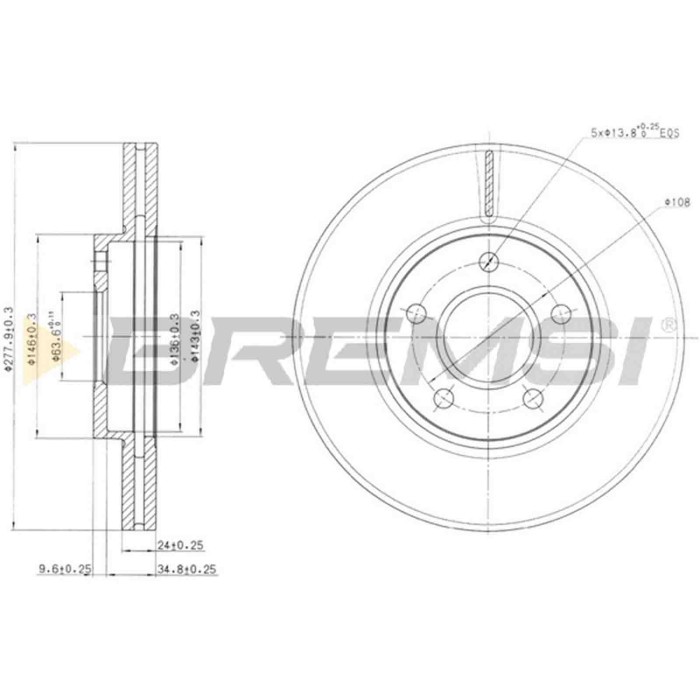 CD7172V.JPG Disco Freno Anteriore 92124800 Ford Transit Connect (p65 P70 P80)