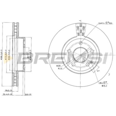 CD7203V.JPG Disco Freno Anteriore 93123400 Mercedes-benz Vito/mixto Furgonato Vito Autobus Viano Vito Tourer Classe V Ventilato