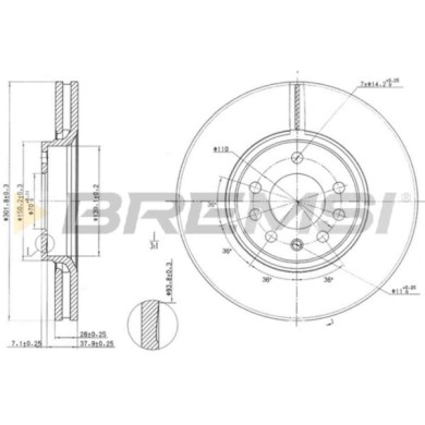 CD7215V.JPG Disco Freno Anteriore 92118300 Saab 9-3 (ys3f E79 D79 D75) Ventilato
