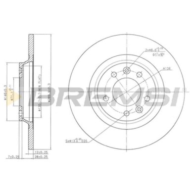 CD7275S.JPG Disco Freno Posteriore 92129600 Peugeot 508 I (8d) Pieno