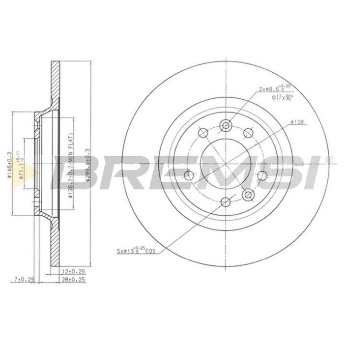 CD7275S.JPG Disco Freno Posteriore 92129600 Peugeot 508 I (8d) Pieno