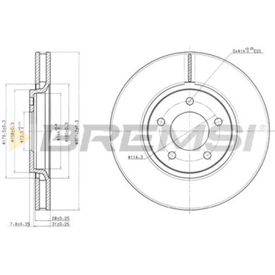 CD7372V.JPG Disco Freno Anteriore 92108200 Chrysler Grand Voyager V (rt) Ventilato