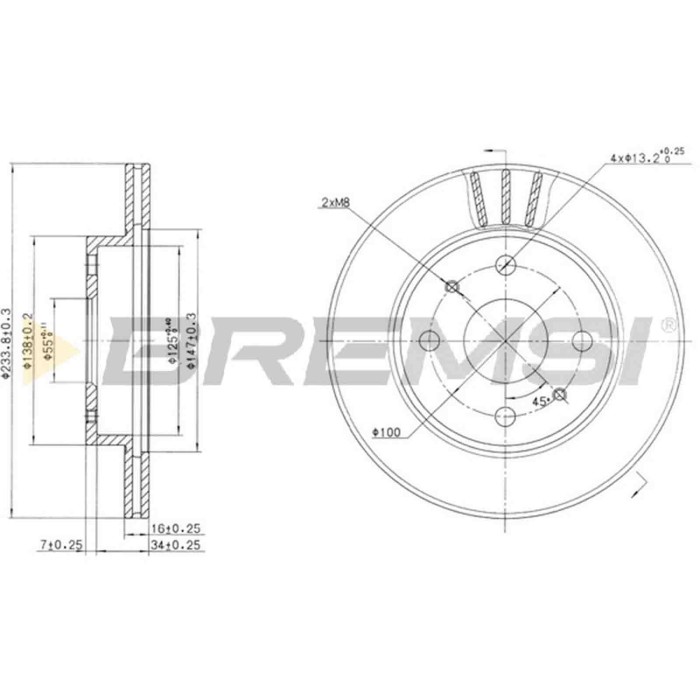 CD7394V.JPG Disco Freno Anteriore 92129100 Daihatsu Move (l6) Ventilato