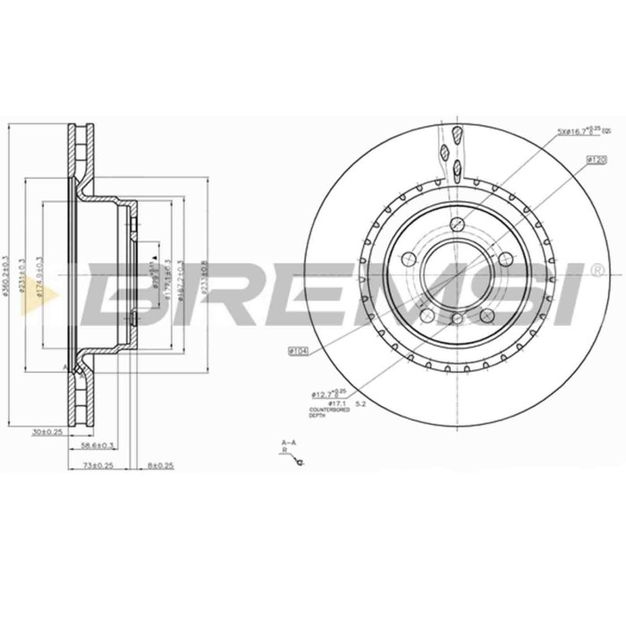 CD7435V.JPG Disco Freno Anteriore 92178400 Land Rover Range Rover Iii Nero