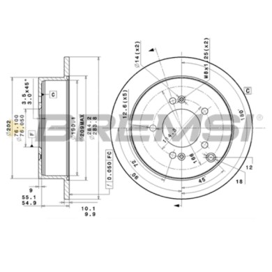 CD7493S.JPG Disco Freno Posteriore 92134000 Kia Sportage Hyundai Trajet Highway Van Santa Fé I Tucson Ix35 Nero
