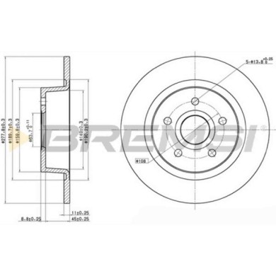 CD7497S.JPG Disco Freno Posteriore 92124900 Ford Transit Connect (p65 P70 P80) Pieno