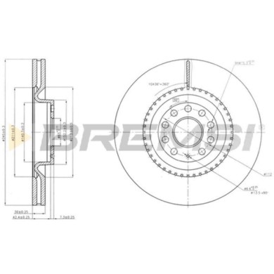 CD7504V.JPG Disco Freno Anteriore 92120600 Volkswagen Golf Vi (5k1)