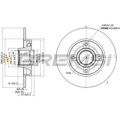 CD7523S.JPG Disco Freno Posteriore 92133300 Peugeot 307 307 Sw 307 Cc 307 Break 207 Sw Citroën C4 I C4 Coupé C4 Grand Picasso I