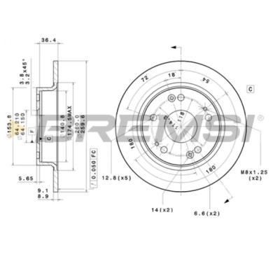 CD7558S.JPG Disco Freno Posteriore 92164300 Honda Civic Viii Hatchback Civic Viii Tre Volumi Civic Ix Tre Volumi Pieno