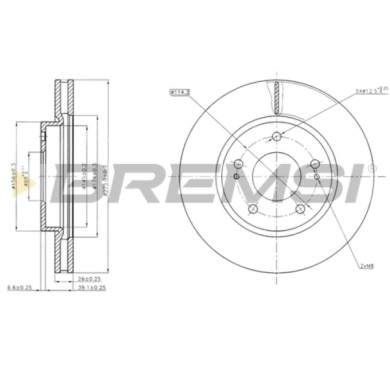 CD7599V.JPG Disco Freno Anteriore 92197400 Mitsubishi Lancer Viii (cya Cza)