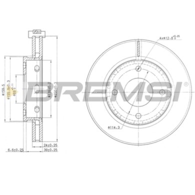 CD7621V.JPG Disco Freno Anteriore 92134800 Smart Forfour Mitsubishi Colt Vi Colt Czc Cabriolet Colt Cassone/coda Spiovente Nero