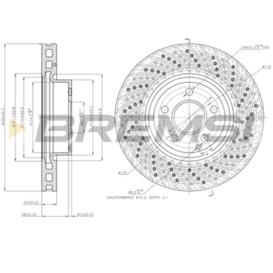 CD7694V.JPG Disco Freno Anteriore 92163400 Mercedes-benz Classe C (w204) Perforato / Autoventilato