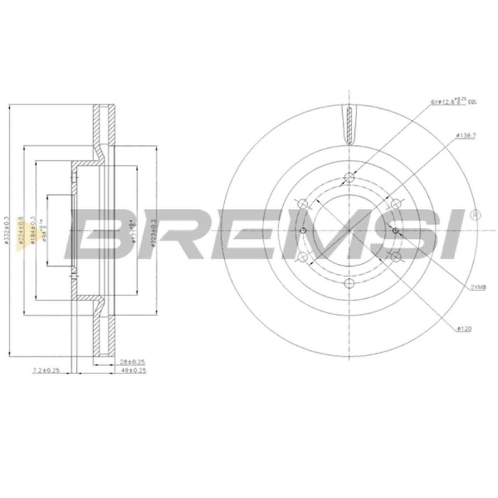CD7757V.JPG Disco Freno Anteriore 92167200 Mitsubishi Pajero Iv Pajero Iv Van Opel Insignia A Sports Tourer Ventilato