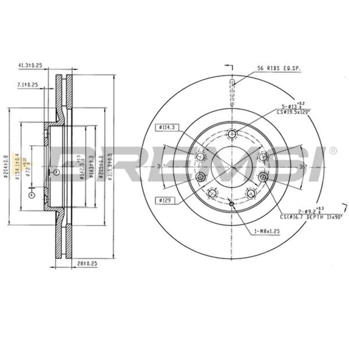 CD7767V.jpg Disco Freno Anteriore 92203403 Mazda Cx-7 Cx-9 Autoventilato