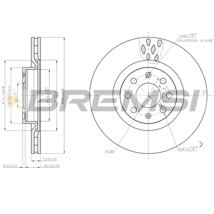 CD7804S.JPG Disco Freno Posteriore 92222903 Vauxhall Insignia Mk I (a) Sports Tourer (g09) Pieno
