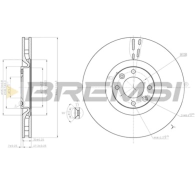 CD7999V.JPG Disco Freno Anteriore 92256903 Citroën Ds4 Ds5 Peugeot 308 I 308 Cc Ds Ds4/ds4 Crossback Ds5 Ventilato