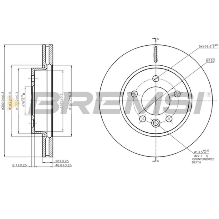 CD8017V.JPG Disco Freno Anteriore 92228900 Volkswagen Amarok Amarok Pianale Piatto/telaio Nero
