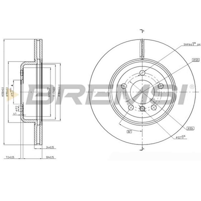 CD8039V.JPG Disco Freno Anteriore 92265825 Bmw 5 5 Touring Nero