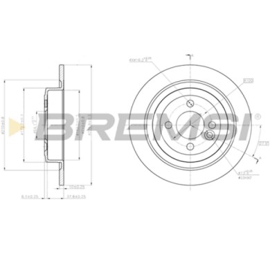 CD8124S.JPG Disco Freno Posteriore 92234003 Mini Mini Mini Clubman Mini Clubvan Mini Cabriolet Mini Coupé Mini Roadster Pieno