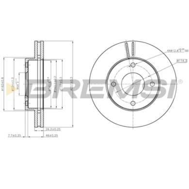 CD8134V.JPG Disco Freno Anteriore 92253100 Mitsubishi Lancer Viii Sportback Lancer Viii Nissan Nv200/evalia Autobus Nv200 Furgon