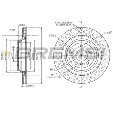 CD8208V.jpg Disco Freno Posteriore 92273503 Mercedes-benz Classe M Gle Gle Coupé Ventilato