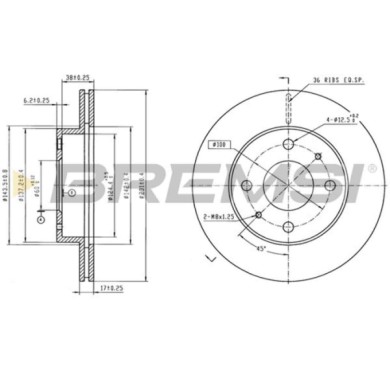 CD8225V.jpg Disco Freno Anteriore 92179103 Suzuki Carry Autobus Carry Furgonato Ventilato