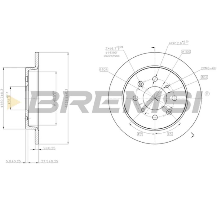 CD8244S.JPG Disco Freno Posteriore 92204000 Honda Jazz Iii Jazz Iv Pieno