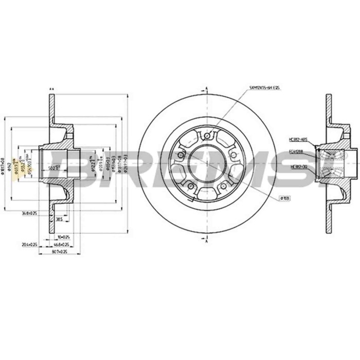 CD8265S.JPG Disco Freno Posteriore 92237203 Renault Megane Ii (bm0/1 Cm0/1) Pieno