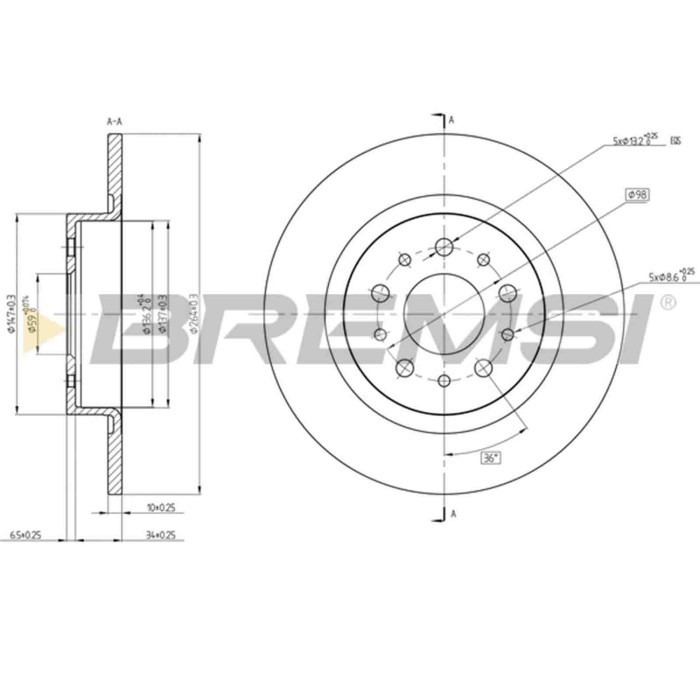 CD8435S.JPG Disco Freno Posteriore 92271703 Fiat 500l Tipo 2 Volumi/coda Spiovente Tipo Station Wagon Tipo Tre Volumi Nero