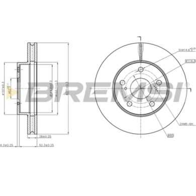 CD8634V.JPG Disco Freno Anteriore 92252303 Toyota Hilux Vii Pick-up Autoventilato