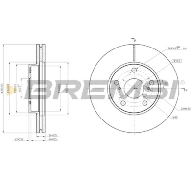 CD8653V.JPG Disco Freno Anteriore 92257703 Toyota Auris Auris Station Wagon Corolla Tre Volumi Ventilato