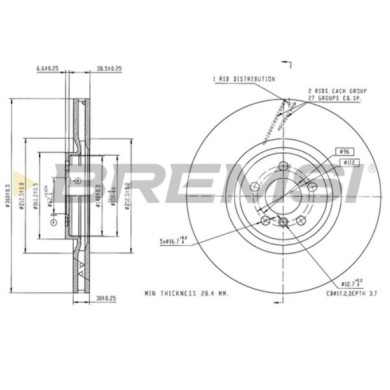 CD9025VLS.jpg Disco Freno Anteriore 92307305 Bmw X1 X2 1 X1 Van 2 Gran Coupé Mini Mini Clubman Mini Countryman Mini Autoventilat