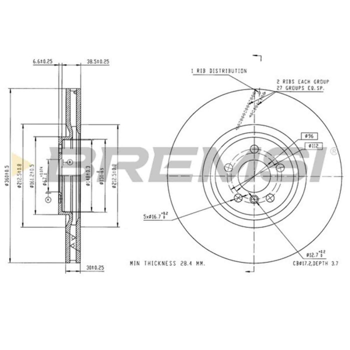 CD9025VLS.jpg Disco Freno Anteriore 92307305 Bmw X1 X2 1 X1 Van 2 Gran Coupé Mini Mini Clubman Mini Countryman Mini Autoventilat