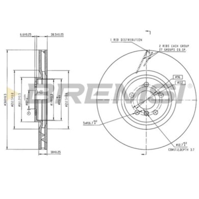 CD9025VRD.jpg Disco Freno Anteriore 92307205 Bmw X1 X2 1 X1 Van 2 Gran Coupé Mini Mini Clubman Mini Countryman Mini Autoventilat